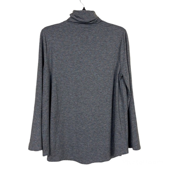 Anthropologie Postmark Grey Striped Liz Bell Sleeve Turtleneck Top M - Picture 4 of 9